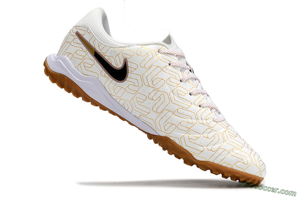 Nike Tiempo Legend 10 Academy TF Artificial Turf Soccer Shoes - White/Black/Gold 4
