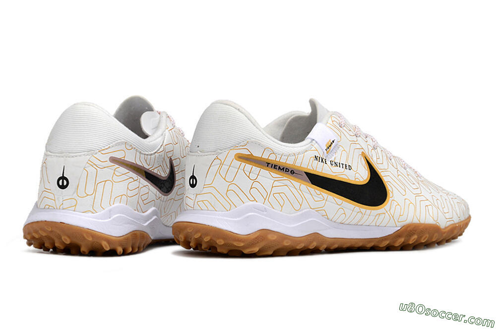 Nike Tiempo Legend 10 Academy TF Artificial Turf Soccer Shoes - White/Black/Gold 6