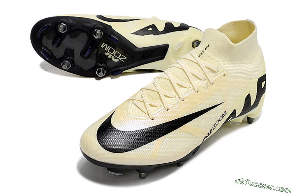 Nike Air Zoom Mercurial Superfly 9 Elite SG Soft Ground Soccer Cleats - Beige/Black/White 3