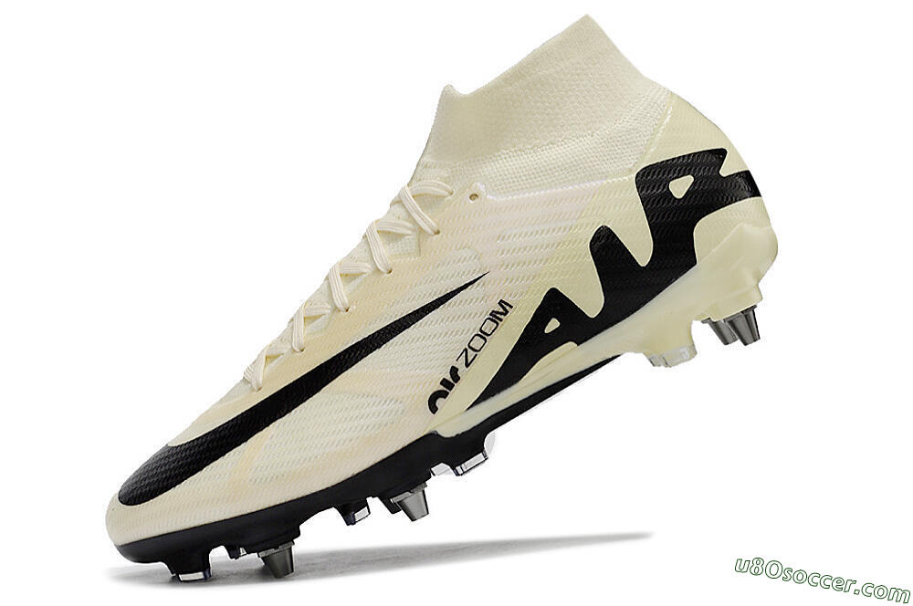 Nike Air Zoom Mercurial Superfly 9 Elite SG Soft Ground Soccer Cleats - Beige/Black/White 5
