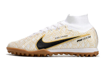 Nike Air Zoom Mercurial Superfly 9 Elite TF Artificial Turf Soccer Shoes - White/Black/Gold