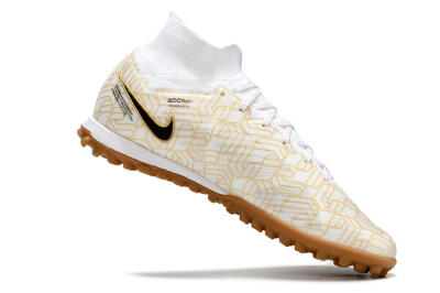 Nike Air Zoom Mercurial Superfly 9 Elite TF Artificial Turf Soccer Shoes - White/Black/Gold