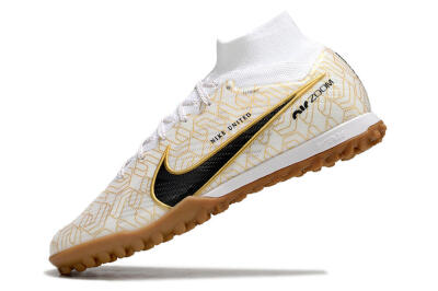 Nike Air Zoom Mercurial Superfly 9 Elite TF Artificial Turf Soccer Shoes - White/Black/Gold