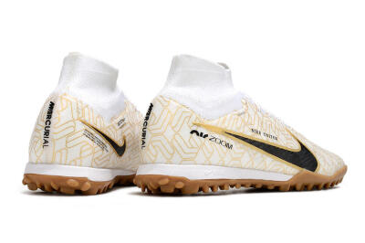 Nike Air Zoom Mercurial Superfly 9 Elite TF Artificial Turf Soccer Shoes - White/Black/Gold