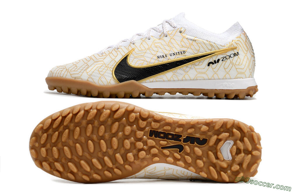 Nike Air Zoom Mercurial Vapor 15 Elite TF Artificial Turf Soccer Shoes - White/Black/Gold 0
