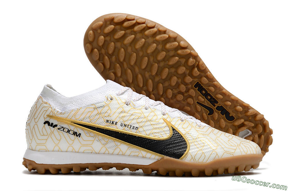Nike Air Zoom Mercurial Vapor 15 Elite TF Artificial Turf Soccer Shoes - White/Black/Gold 1