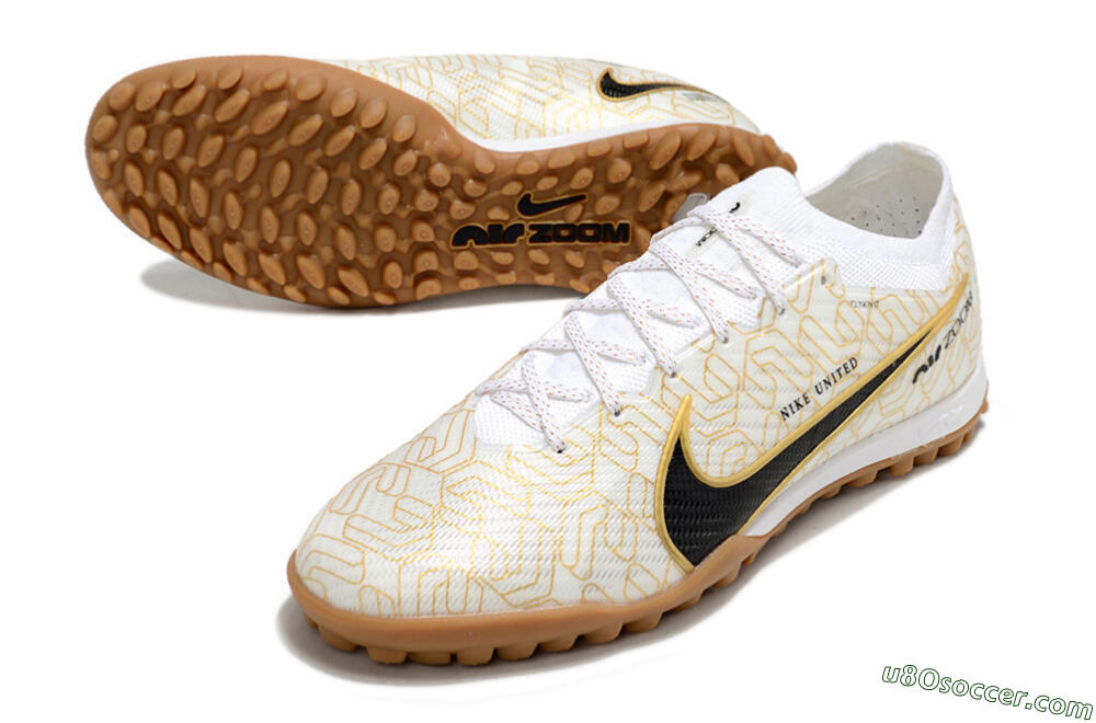 Nike Air Zoom Mercurial Vapor 15 Elite TF Artificial Turf Soccer Shoes - White/Black/Gold 3
