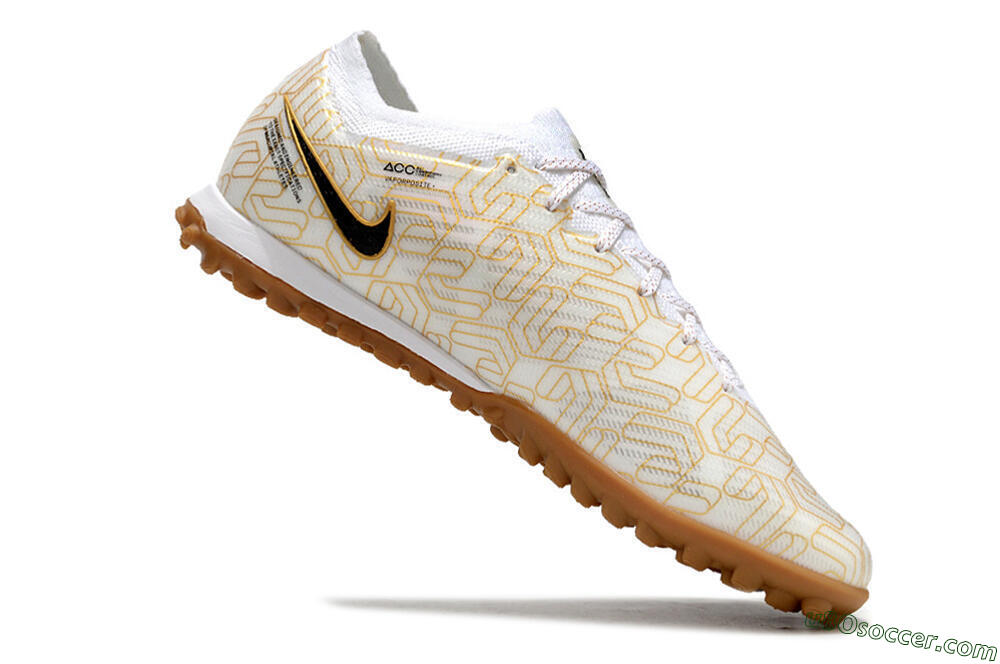 Nike Air Zoom Mercurial Vapor 15 Elite TF Artificial Turf Soccer Shoes - White/Black/Gold 4