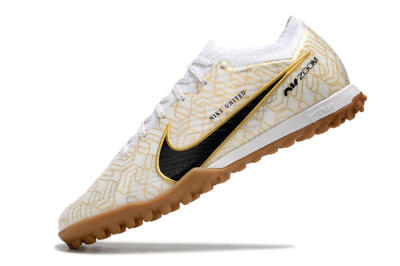 Nike Air Zoom Mercurial Vapor 15 Elite TF Artificial Turf Soccer Shoes - White/Black/Gold
