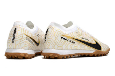 Nike Air Zoom Mercurial Vapor 15 Elite TF Artificial Turf Soccer Shoes - White/Black/Gold