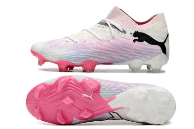 Puma Future Ultimate 2024 FG Firm Ground Soccer Cleats - White/Pink/Blue/Black