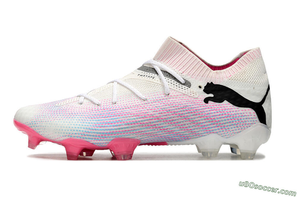 Puma Future Ultimate 2024 FG Firm Ground Soccer Cleats - White/Pink/Blue/Black 2
