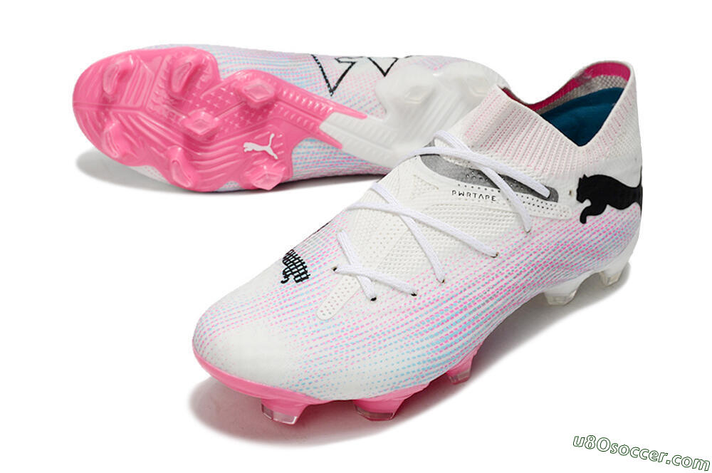 Puma Future Ultimate 2024 FG Firm Ground Soccer Cleats - White/Pink/Blue/Black 3