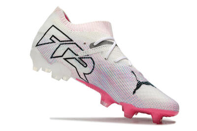 Puma Future Ultimate 2024 FG Firm Ground Soccer Cleats - White/Pink/Blue/Black