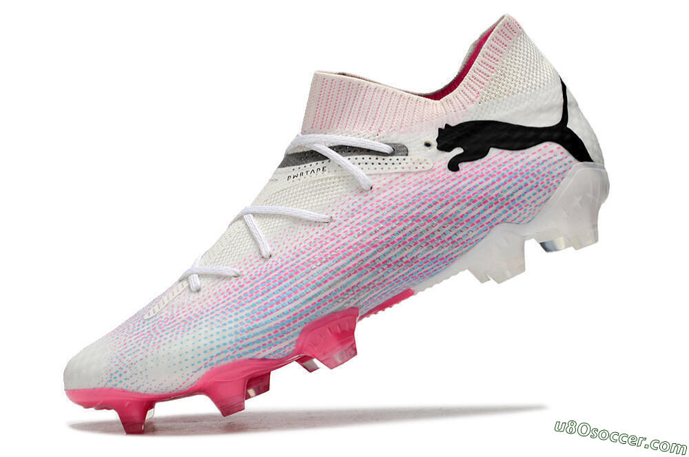 Puma Future Ultimate 2024 FG Firm Ground Soccer Cleats - White/Pink/Blue/Black 5