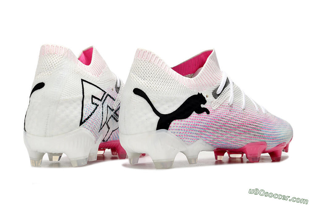 Puma Future Ultimate 2024 FG Firm Ground Soccer Cleats - White/Pink/Blue/Black 6