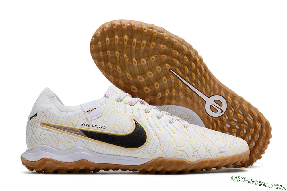 Nike Tiempo Legend 10 Pro TF Artificial Turf Soccer Shoes - White/Gold/Black 1