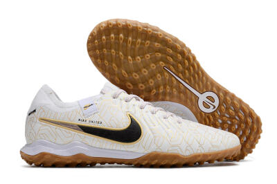 Nike Tiempo Legend 10 Pro TF Artificial Turf Soccer Shoes - White/Gold/Black