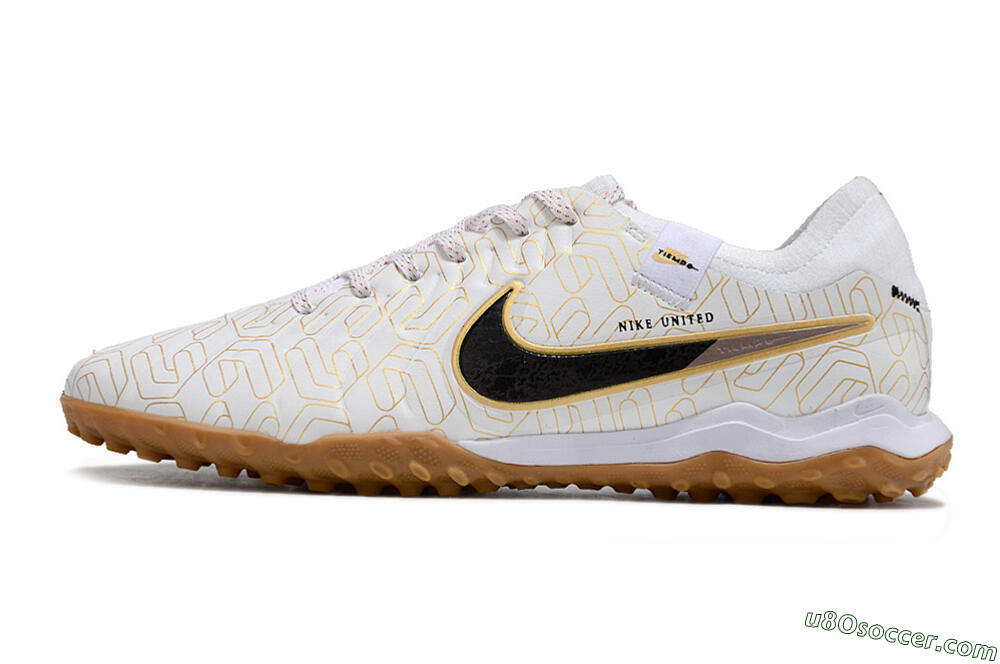 Nike Tiempo Legend 10 Pro TF Artificial Turf Soccer Shoes - White/Gold/Black 2