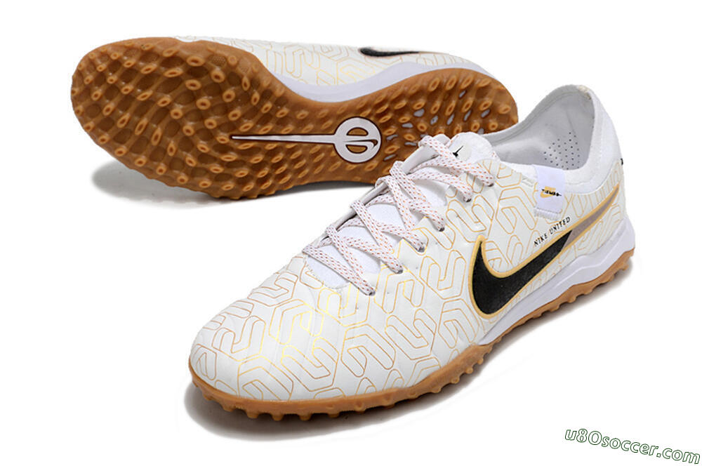 Nike Tiempo Legend 10 Pro TF Artificial Turf Soccer Shoes - White/Gold/Black 3