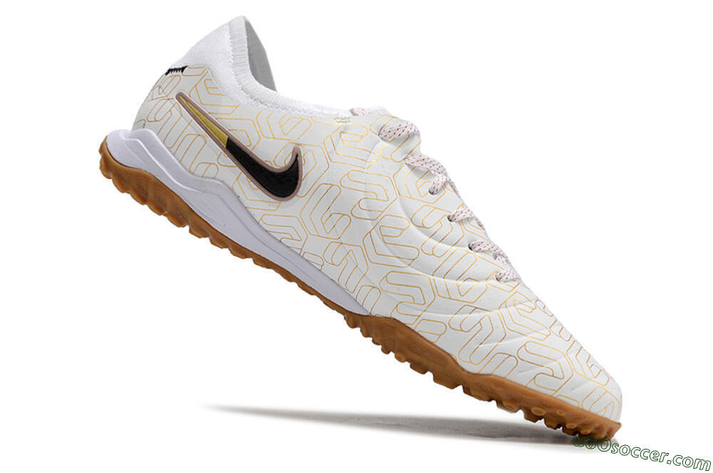 Nike Tiempo Legend 10 Pro TF Artificial Turf Soccer Shoes - White/Gold/Black 4
