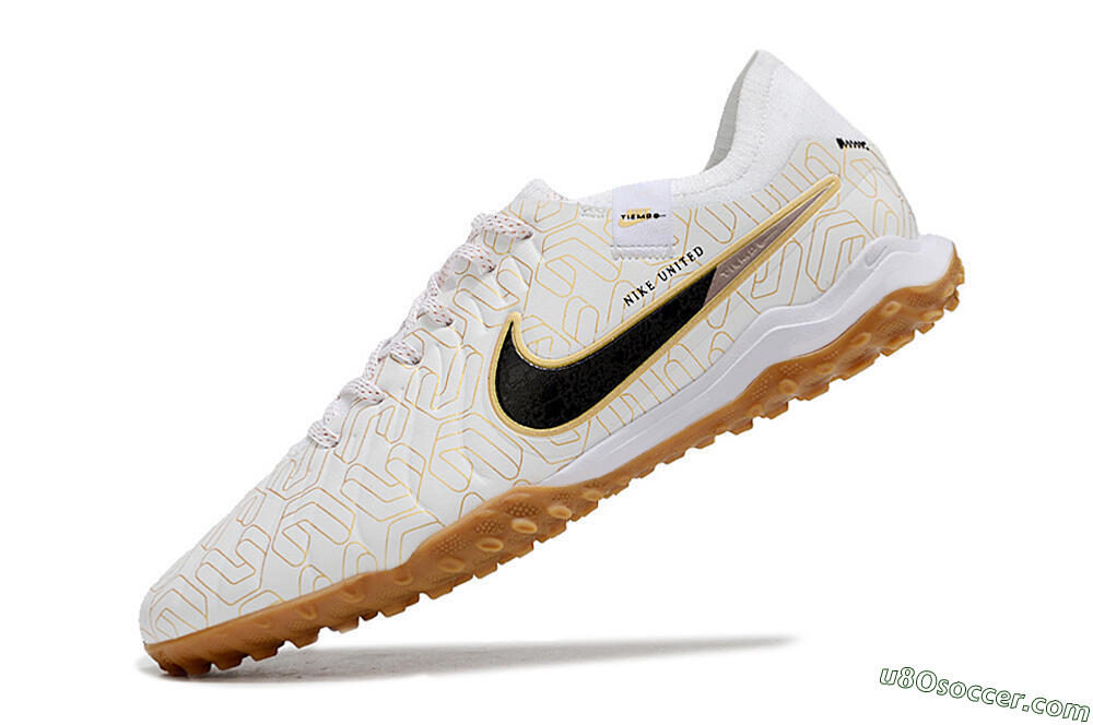 Nike Tiempo Legend 10 Pro TF Artificial Turf Soccer Shoes - White/Gold/Black 5