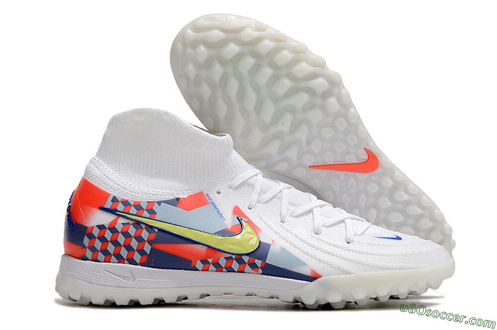 Nike Phantom Luna Elite NU TF Artificial Turf Soccer Shoes - White/Red/Yellow/Blue 1