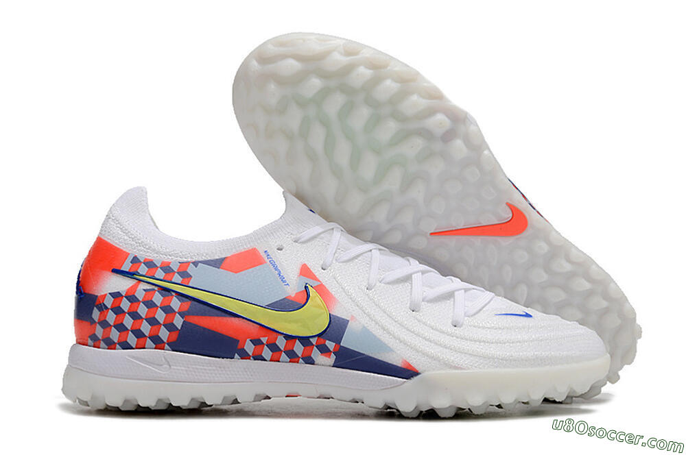 Nike Phantom Luna Elite NU TF Artificial Turf Soccer Shoes - White/Red/Yellow/Blue 1