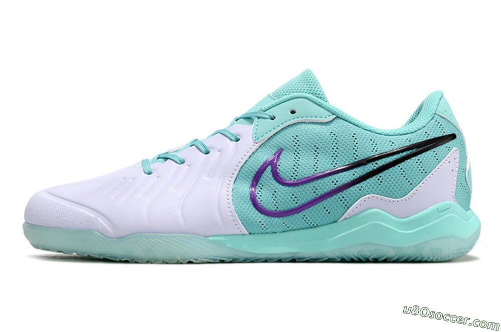 Nike Tiempo Legend 10 Pro IC Indoor & Futsal Soccer Shoes - White/Blue/Purple 2