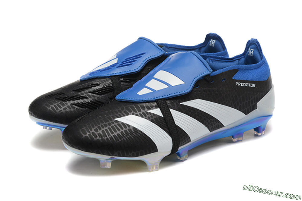 Adidas Predator Elite Foldover Tongue FG Firm Ground Soccer Cleats - Black/White/Blue 5