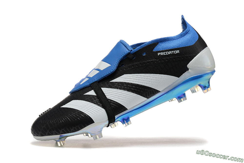 Adidas Predator Elite Foldover Tongue FG Firm Ground Soccer Cleats - Black/White/Blue 8
