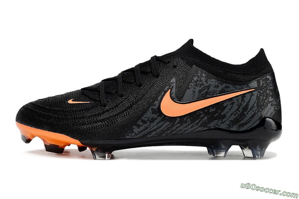 Black Orange Grey FG Firm Ground Soccer Cleats | Phantom