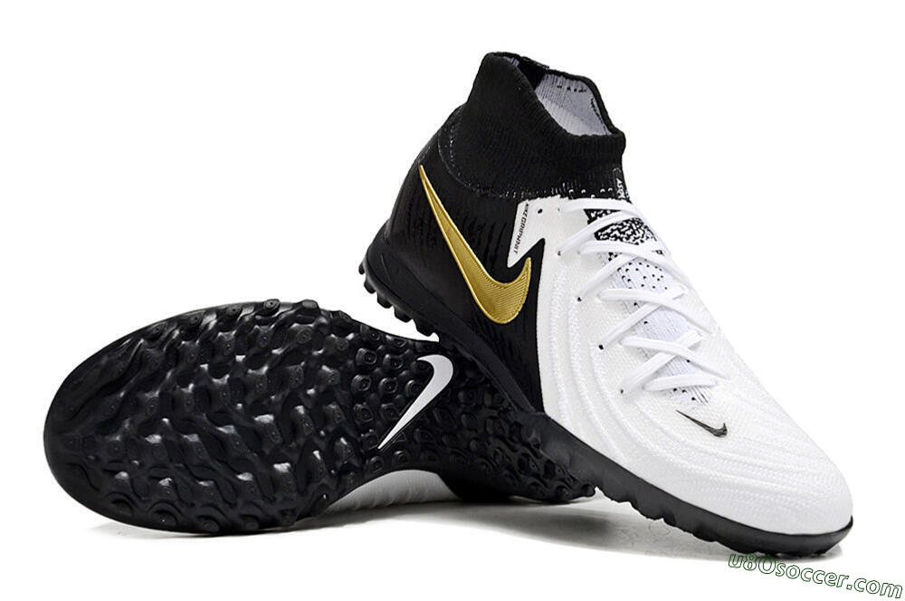 Nike Phantom Luna 2 Elite TF Artificial Turf Soccer Shoes - White/Black/Gold 3
