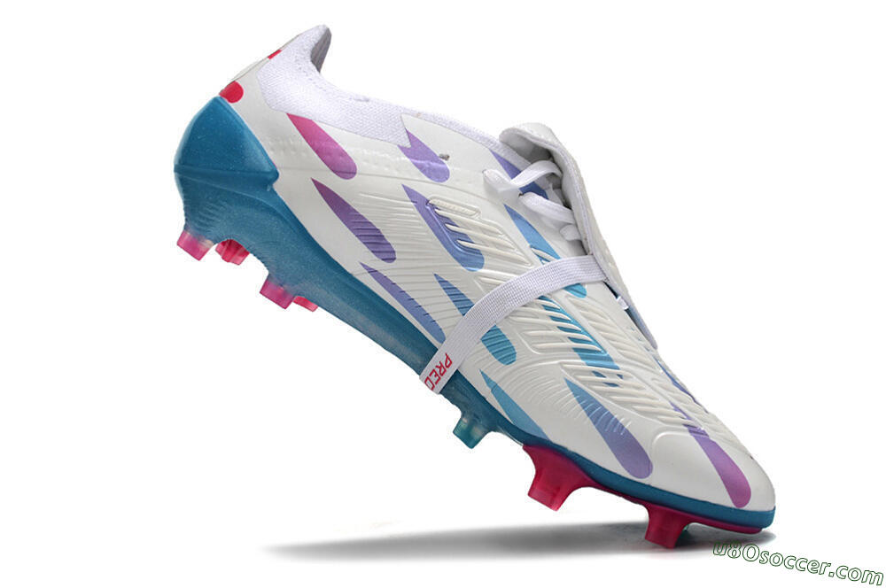Adidas Predator Elite Foldover Tongue FG Firm Ground Soccer Cleats - White/Blue/Pink 4