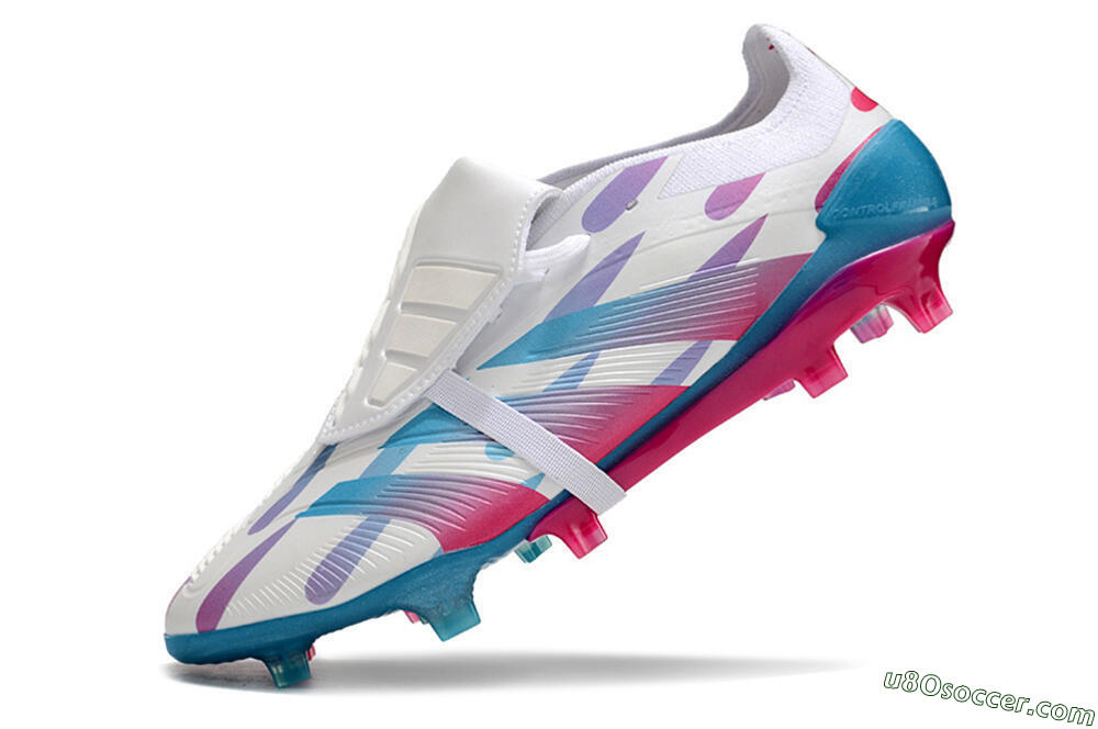 Adidas Predator Elite Foldover Tongue FG Firm Ground Soccer Cleats - White/Blue/Pink 5