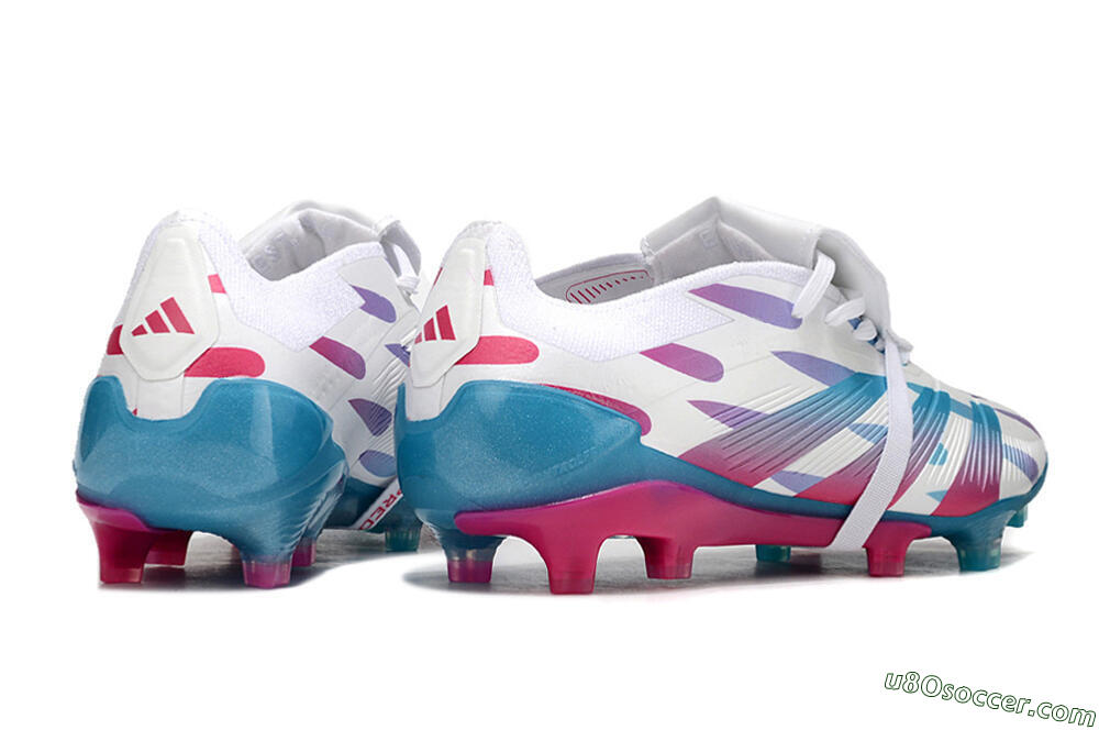 Adidas Predator Elite Foldover Tongue FG Firm Ground Soccer Cleats - White/Blue/Pink 6