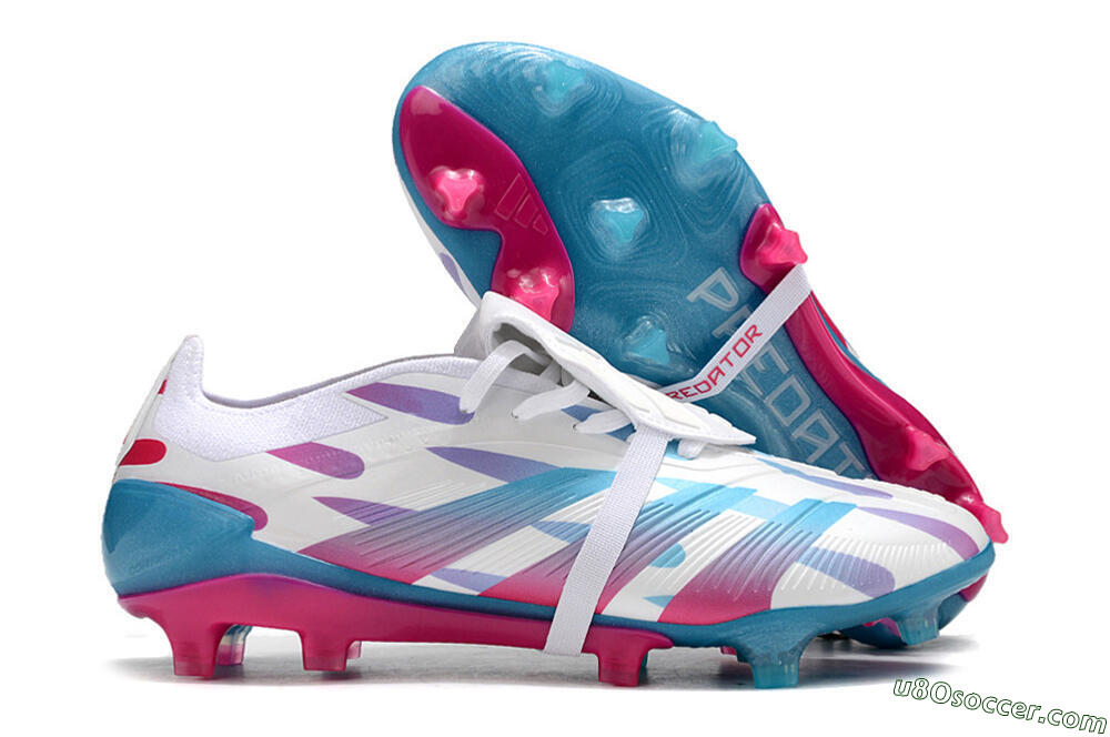 Adidas Predator Elite Foldover Tongue FG Firm Ground Soccer Cleats - White/Blue/Pink 1