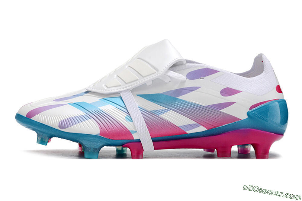 Adidas Predator Elite Foldover Tongue FG Firm Ground Soccer Cleats - White/Blue/Pink 2