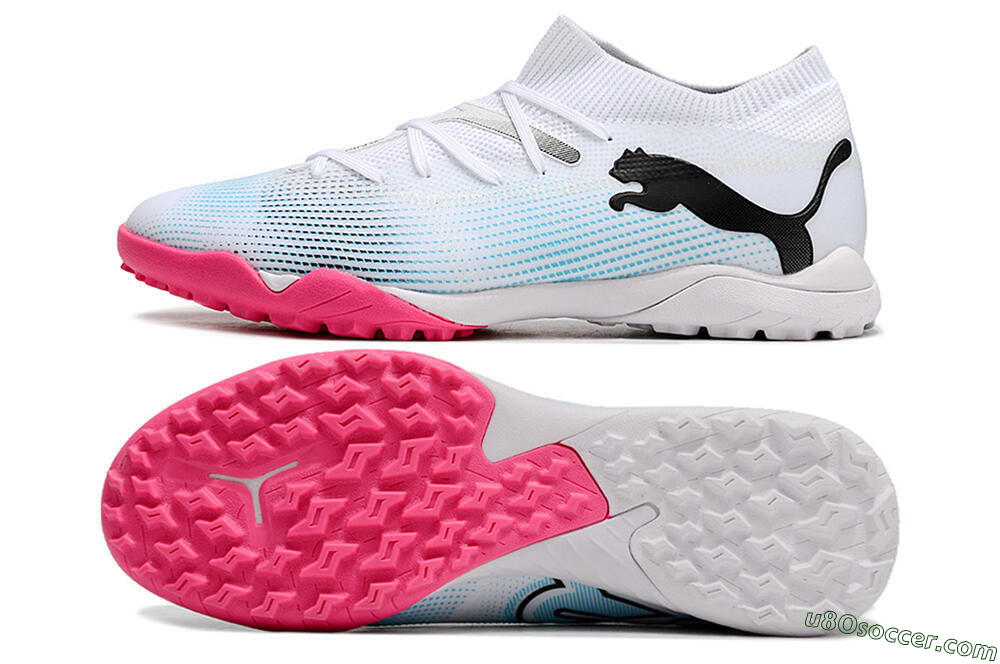 Puma Future Ultimate TF Artificial Turf Soccer Shoes - White/Black/Blue/Pink 0