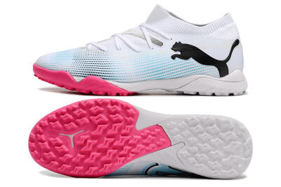 Puma Future Ultimate TF Artificial Turf Soccer Shoes - White/Black/Blue/Pink