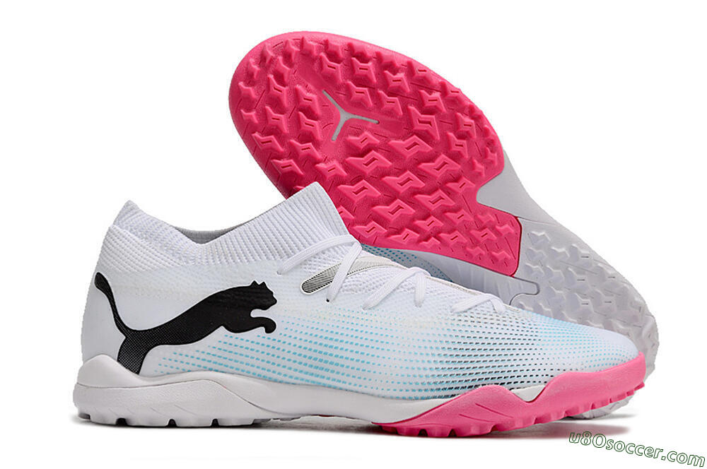Puma Future Ultimate TF Artificial Turf Soccer Shoes - White/Black/Blue/Pink 1