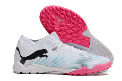 Puma Future Ultimate TF Artificial Turf Soccer Shoes - White/Black/Blue/Pink
