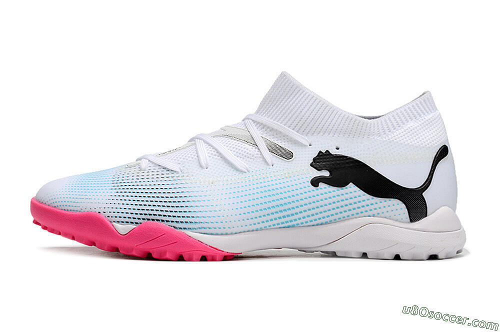 Puma Future Ultimate TF Artificial Turf Soccer Shoes - White/Black/Blue/Pink 2