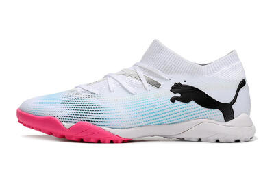 Puma Future Ultimate TF Artificial Turf Soccer Shoes - White/Black/Blue/Pink
