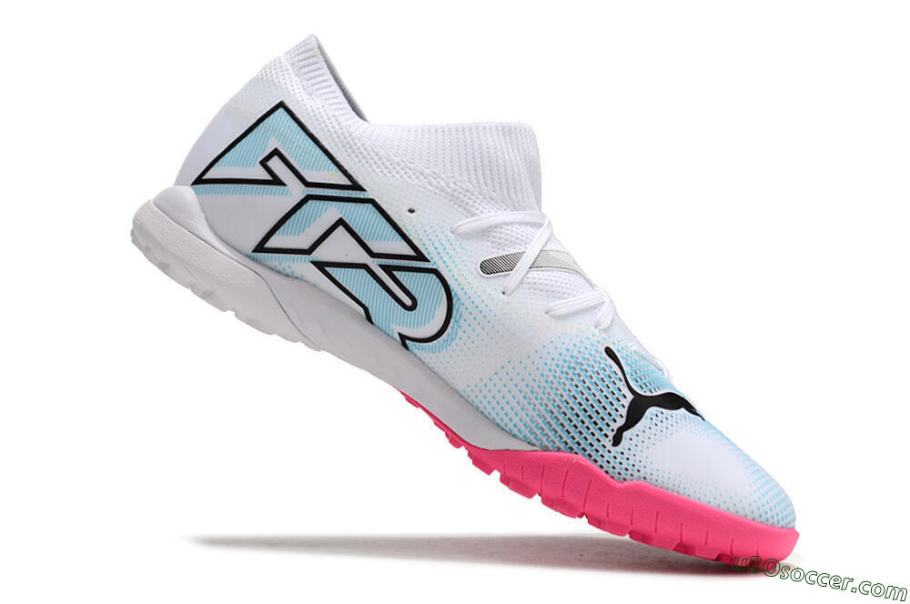 Puma Future Ultimate TF Artificial Turf Soccer Shoes - White/Black/Blue/Pink 4