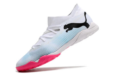 Puma Future Ultimate TF Artificial Turf Soccer Shoes - White/Black/Blue/Pink