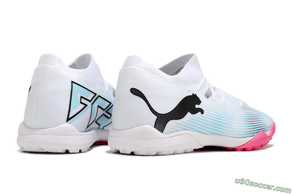 Puma Future Ultimate TF Artificial Turf Soccer Shoes - White/Black/Blue/Pink 6