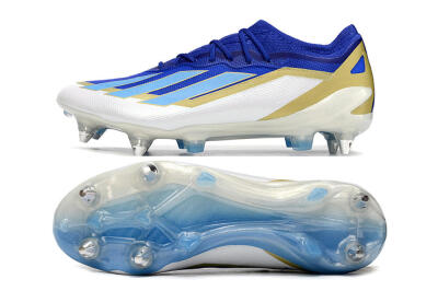 Adidas X Crazyfast.1 Messi SG Soft Ground Soccer Cleats - Blue/Jade/Gold/White