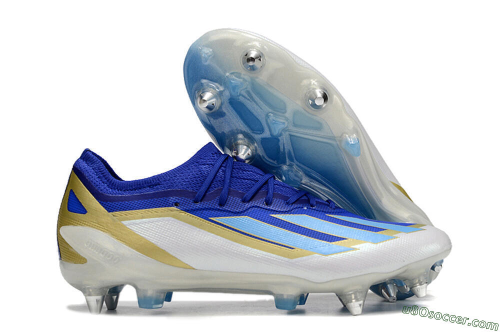 Adidas X Crazyfast.1 Messi SG Soft Ground Soccer Cleats - Blue/Jade/Gold/White 1
