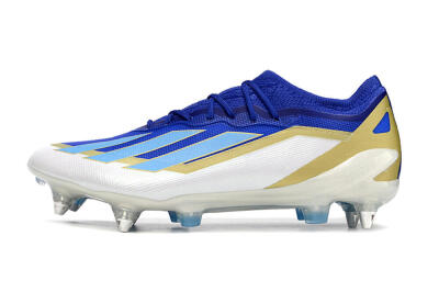 Adidas X Crazyfast.1 Messi SG Soft Ground Soccer Cleats - Blue/Jade/Gold/White